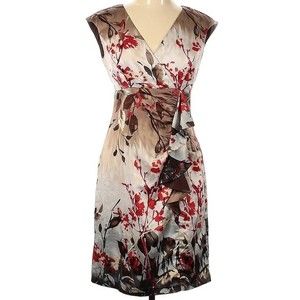 Donna Ricco Ruffle Satin Sheath Party Floral Dress women size 8